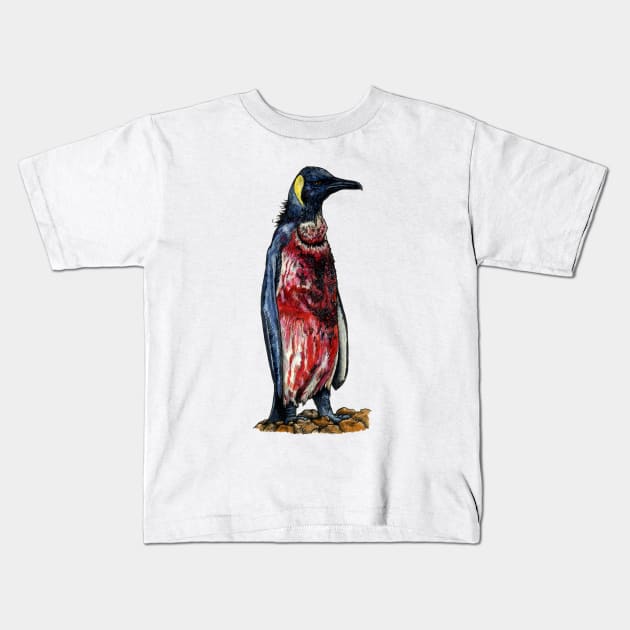 BATTERED PENGUIN Kids T-Shirt by PaddlesworthDraws